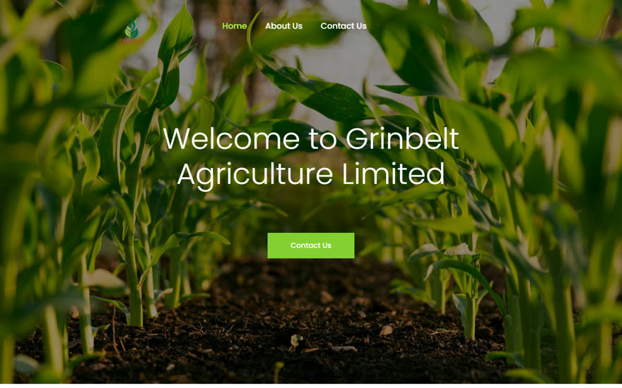 Screenshot of the Grin Belt Agriculture Farms website