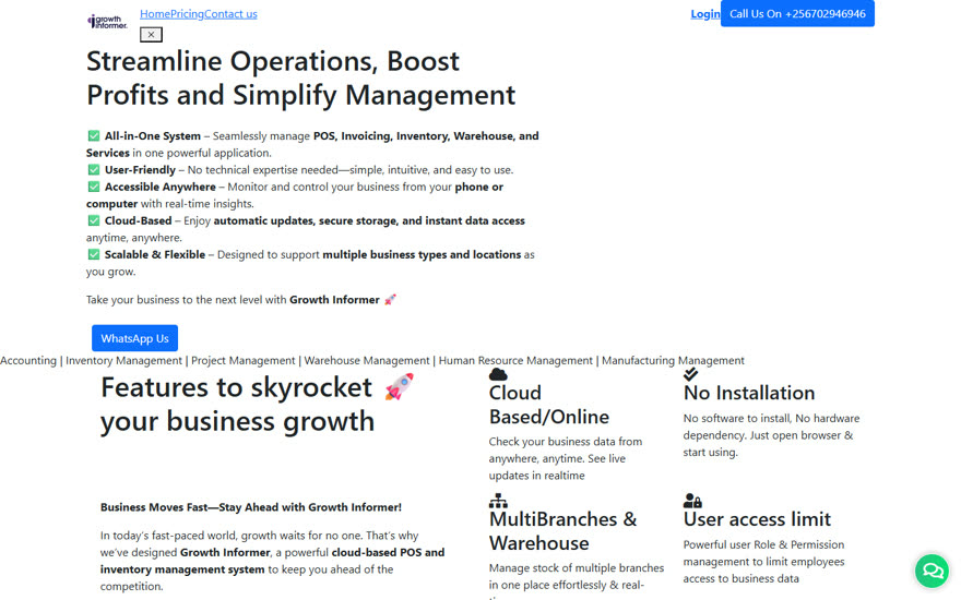 Growth Informer platform screenshot