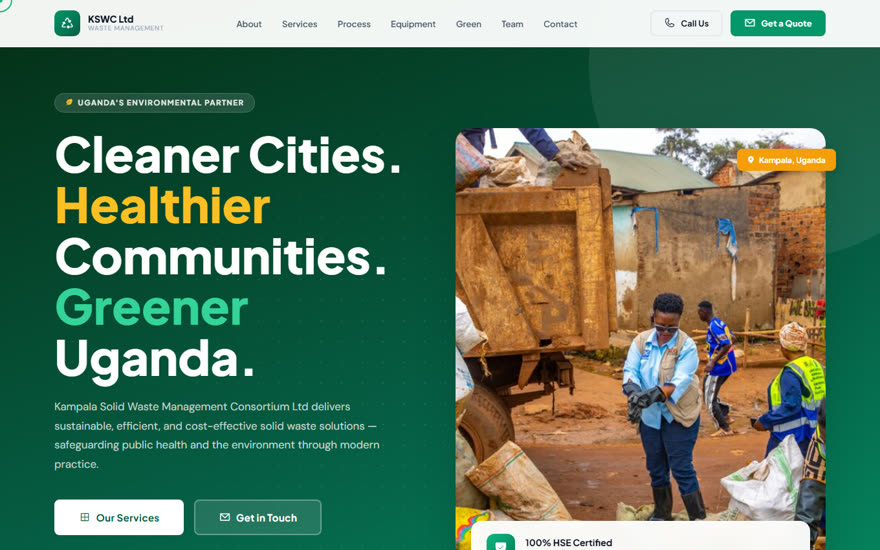 Screenshot of the Kampala Solid Waste Management Consortium website