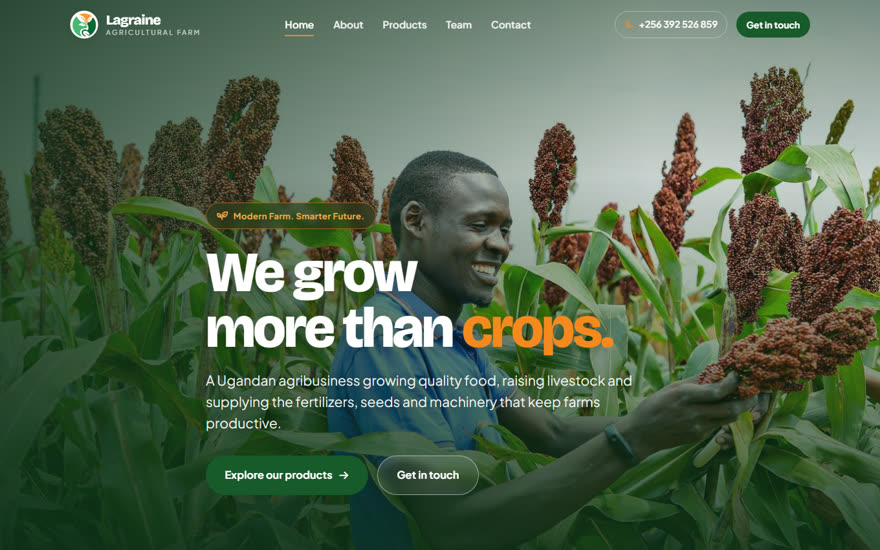 Screenshot of the Lagraine Agricultural Farm website