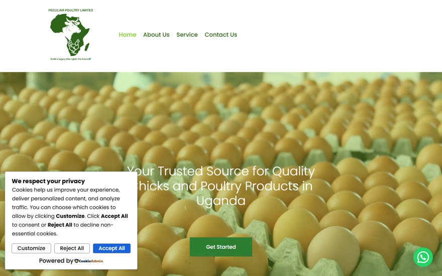 Screenshot of the Peculiar Poultry website