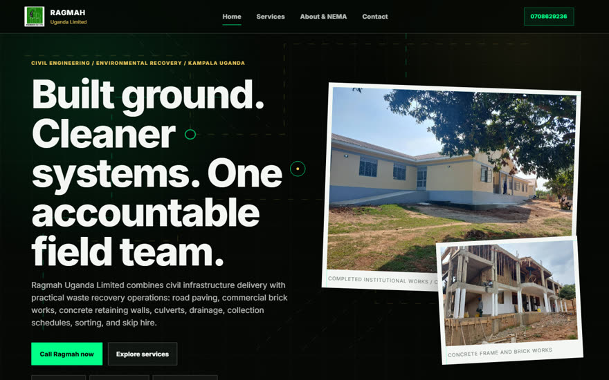 Screenshot of the Ragmah Uganda website